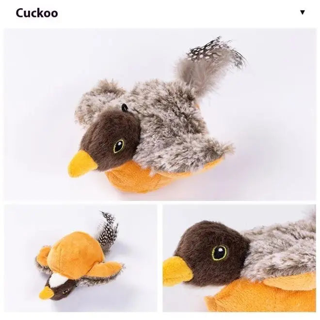 Kavon flapping bird cat toy with USB rechargeable wings, indoor interactive playmate for cats, realistic feathered bird design