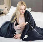 Kavon electric heated blanket measuring 50x60 inches with adjustable temperature and 3 safety levels, shown folded.