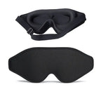 Kavon 3D memory foam sleep mask contoured for natural comfort and better fit, black fabric with adjustable strap.