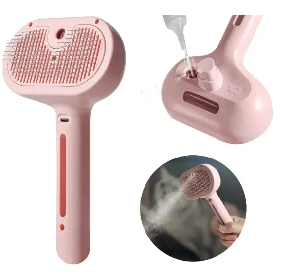 Kavon pet hair spray brush for cats and dogs with built-in water tank, easy grooming tool for removing loose fur and smoothing coat