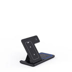 Kavon 3-in-1 LED fast wireless charger stand with foldable design for smartphones, earbuds, and smartwatch charging.