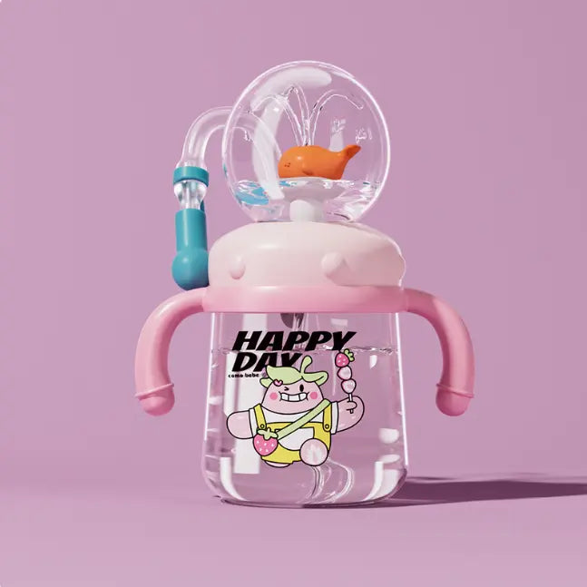 Kids whale cartoon water bottle by Kavon, leakproof Tritan sippy cup in multiple sizes and vibrant colors, ideal for children.