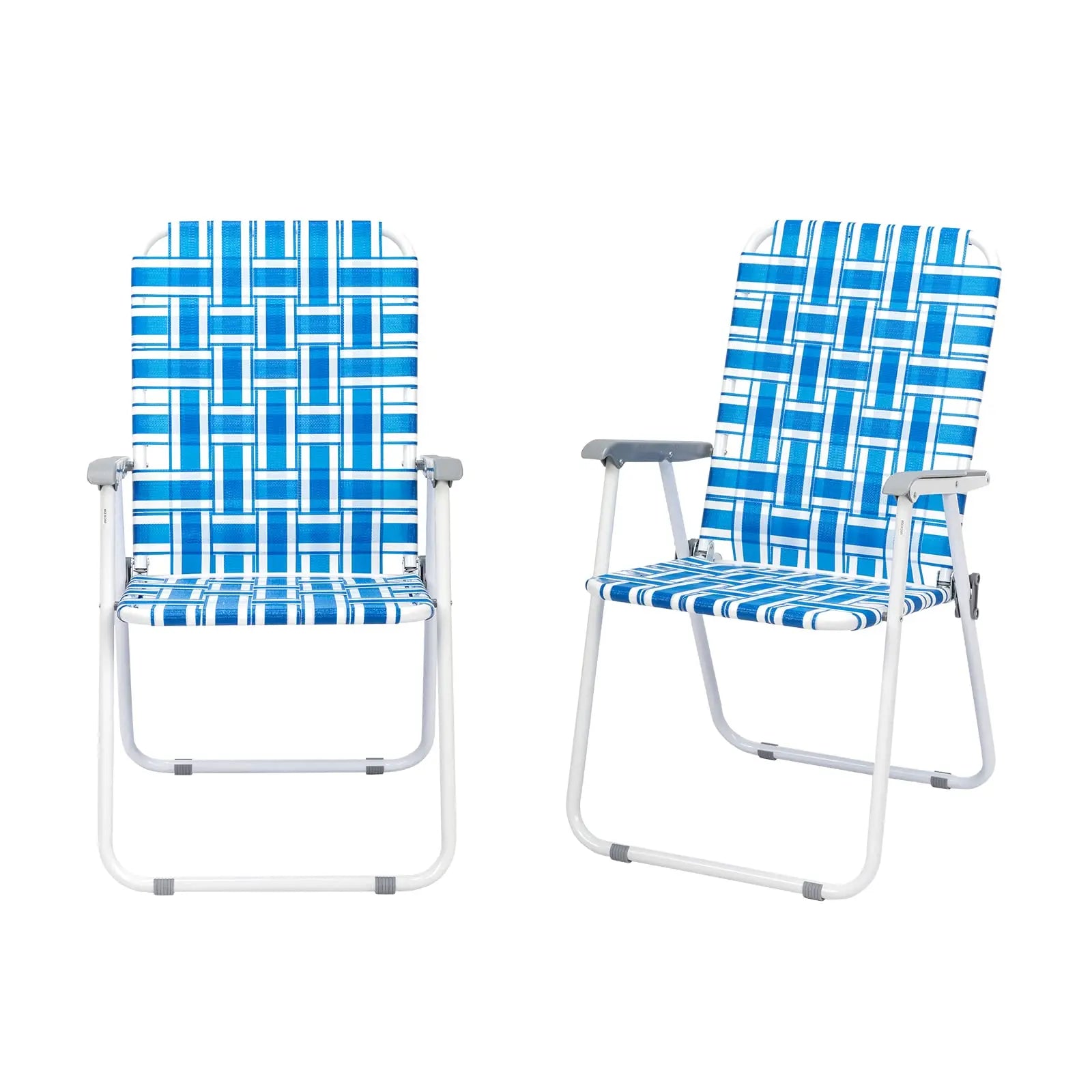 Kavon Outvita webbed lawn chairs set of 2, foldable metal patio chairs for camping and beach, lightweight and durable.
