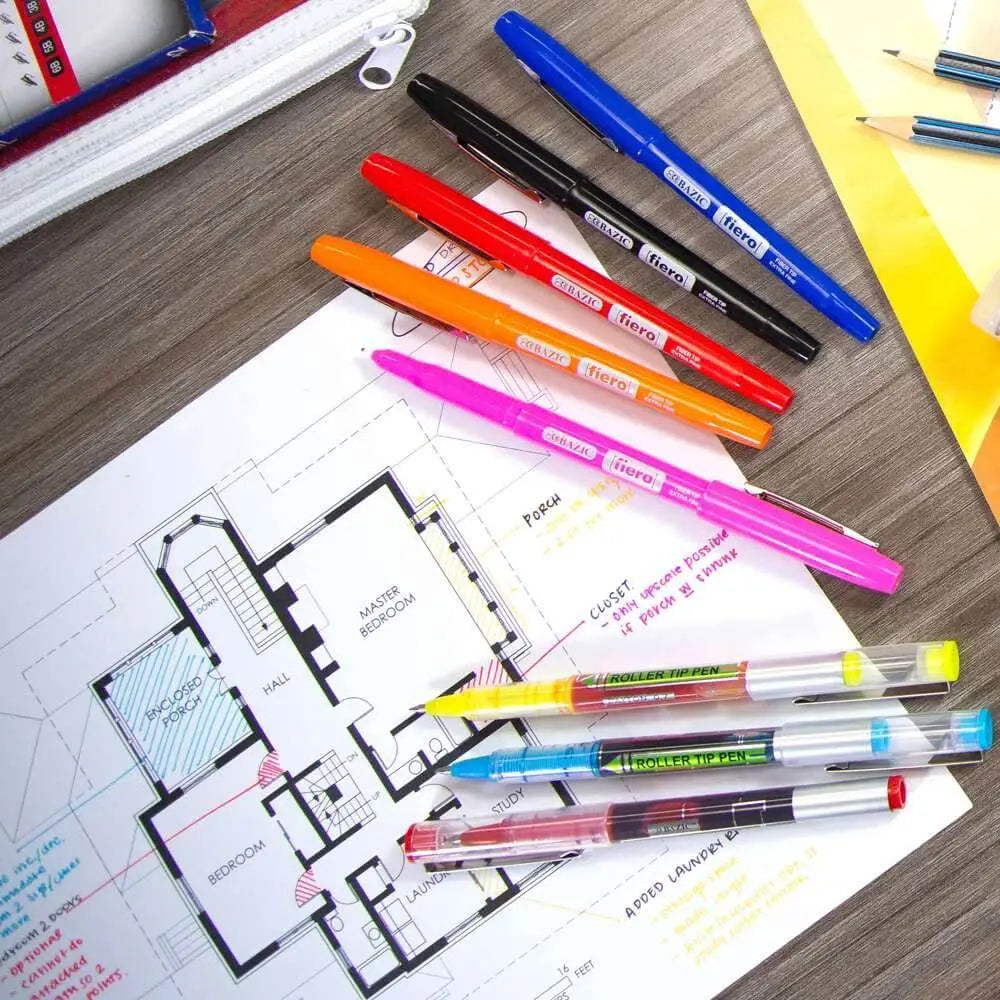 Kavon Dayton SmoothGlide rollerball pens three-pack with quick-drying ink, left-hand friendly, sleek black design