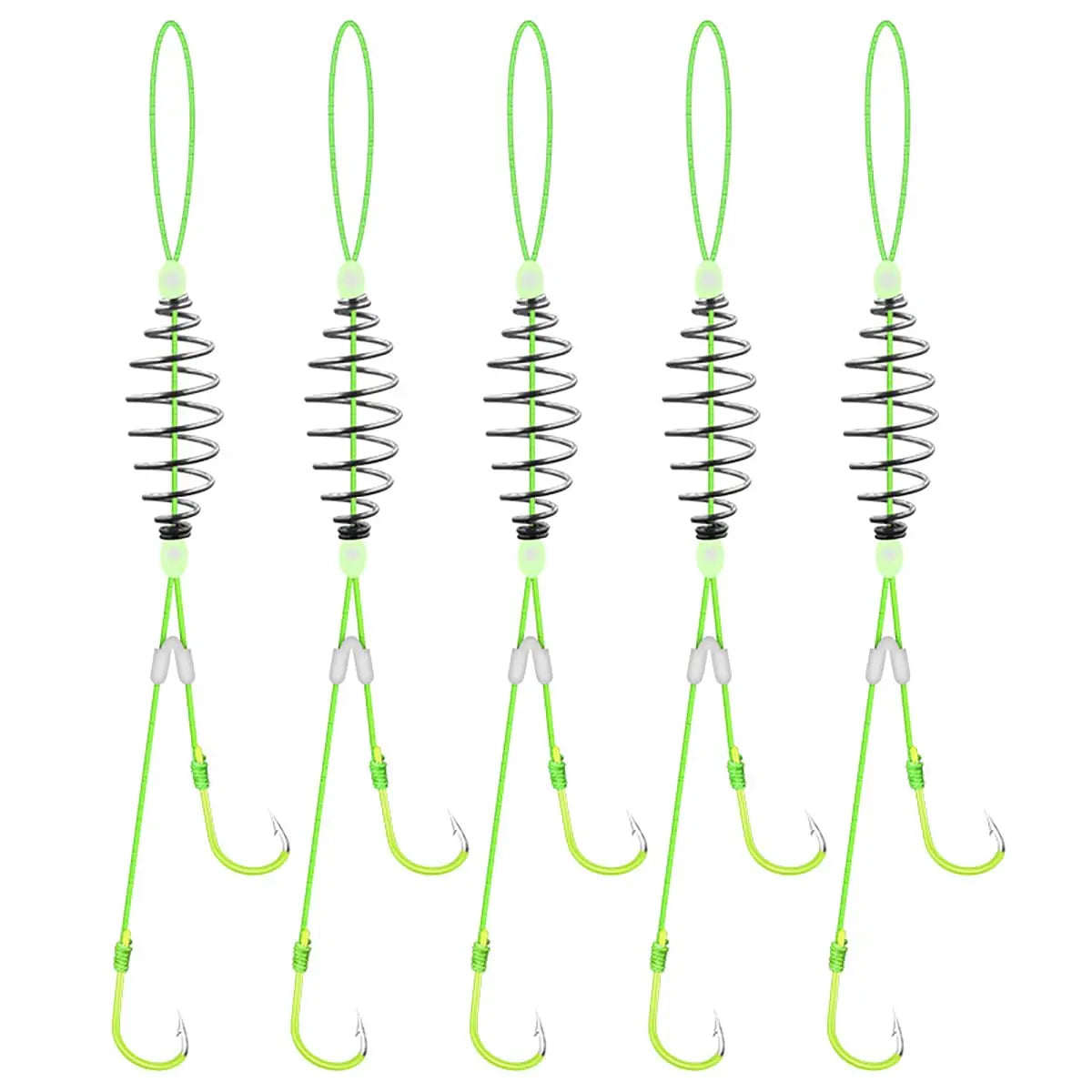 Kavon Dyxssm durable carp fishing bait cage trap with spring feeder, size 4, designed for freshwater anglers, 5-piece set.