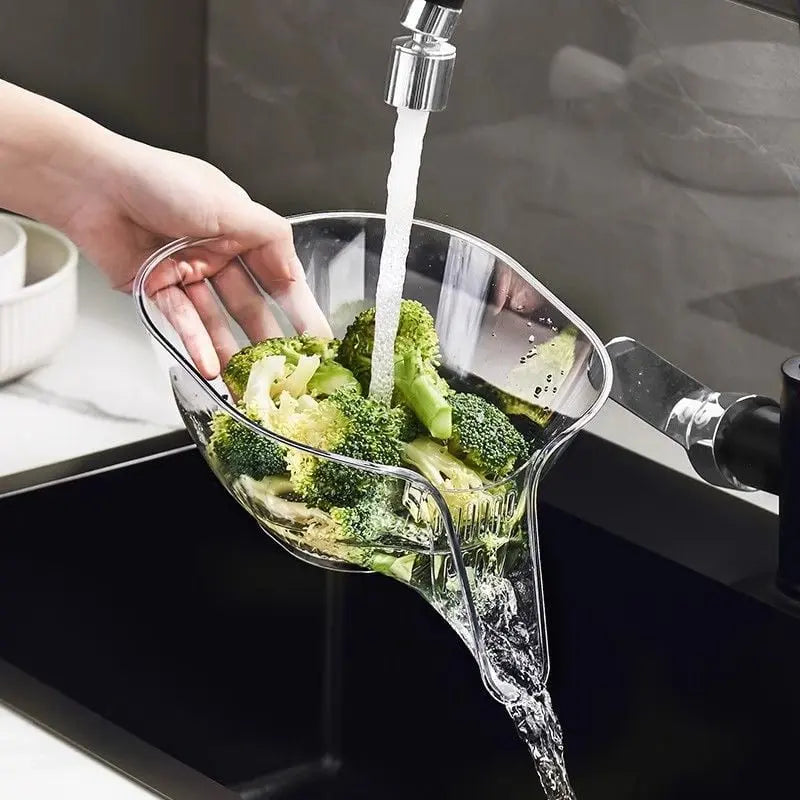 Kavon heat guard kitchen drainage basket with handles for quick water drainage and safe handling in the kitchen.