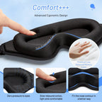 Kavon 3D memory foam sleep mask contoured for natural comfort, soft fabric, and adjustable strap for restful sleep.