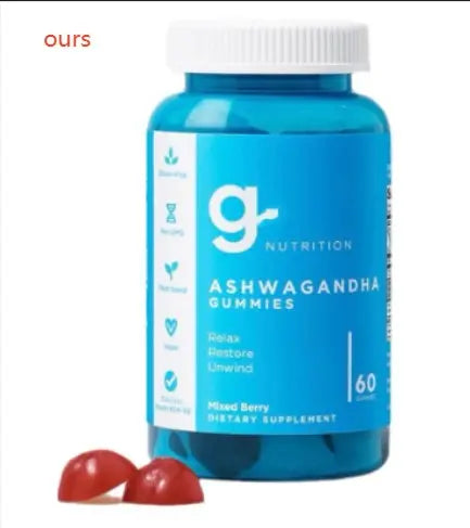 Kavon Calm Boost Ashwagandha Gummies for stress relief and mood support, showing a bottle and gummies on a white background.