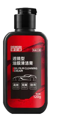 Kavon car glass oil film remover with hydrophobic windshield coating in 150ml bottle, shows application on car windshield.