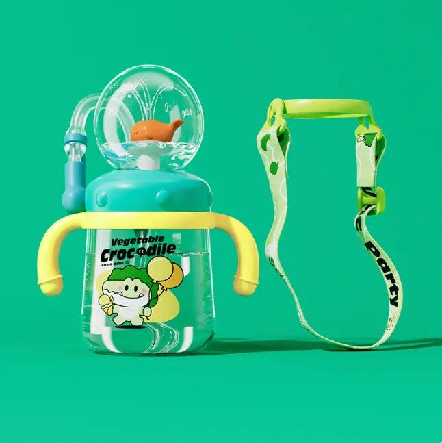 Kavon kids whale cartoon water bottle in multiple colors, leakproof Tritan sippy cup with a fun whale design for children.