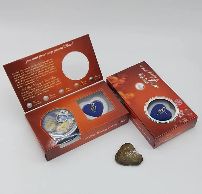 Kavon freshwater pearl necklace gift box set with radiant pearl inside, elegant jewelry presentation and packaging.