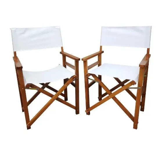 Kavon canvas folding director chairs with poplar wood frames, portable indoor and outdoor seating for gatherings