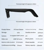 Kavon AI camera smart glasses with real-time translation, HD video recording, anti-shake features for travelers and on-the-go use