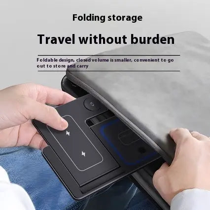 Kavon 3-in-1 LED fast wireless charging stand with foldable design for smartphones, smartwatch, and wireless earbuds.