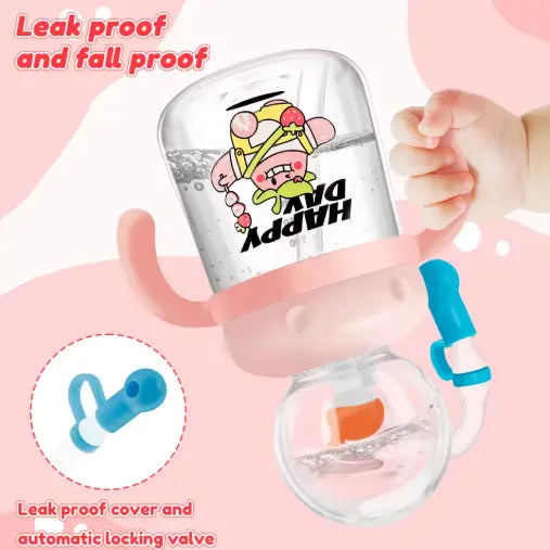 Kavon kids whale cartoon water bottle, Tritan leakproof sippy cup in multiple sizes and bright colors, featuring a playful whale design.