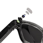 Kavon AI camera smart glasses with real-time translation, HD video recording, and anti-shake features for travelers on the go.