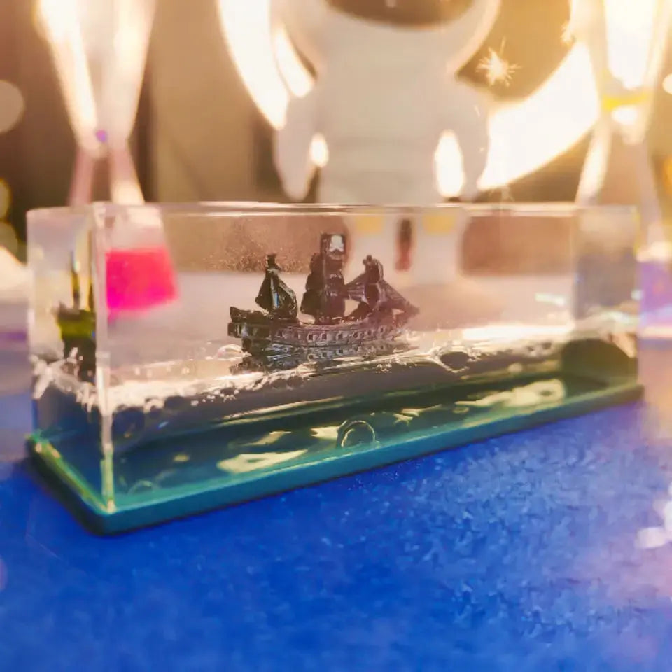 Kavon Prem Fluid Drift bottle cruise ship desk decor with durable acrylic, calming ocean vibes for home decor enthusiasts