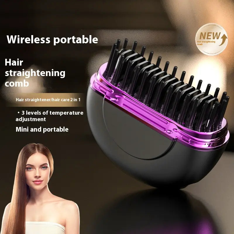 Kavon MiniGlide USB hair straightener with ceramic steam, anti-burn teeth, compact design for quick styling and easy portability