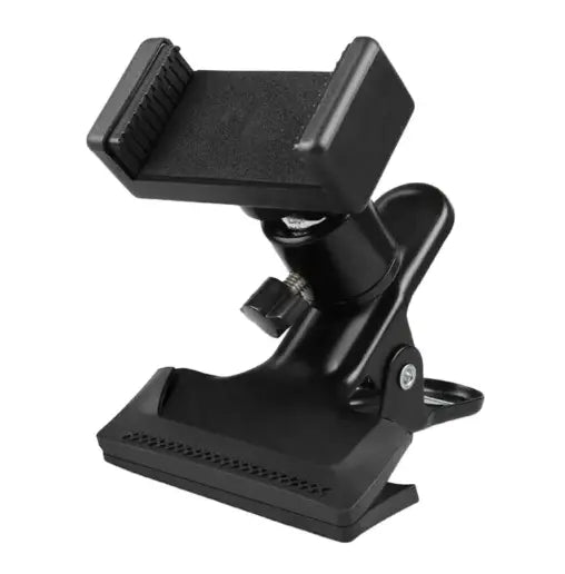 Kavon phone guitar clip stand holding smartphone attached to guitar for hands-free streaming and musician use during live performances