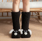 Kavon women's plush dog socks with non-slip soles, cozy floor socks for home comfort and warmth.