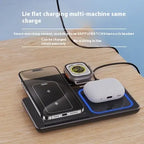 Kavon 3-in-1 LED fast wireless charger stand with foldable design for smartphones, earbuds, and smartwatch charging.