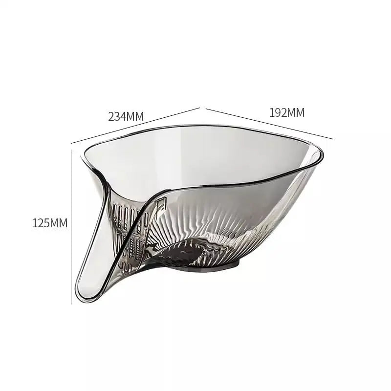 Kavon heat guard kitchen drainage basket with handles for quick water drainage and safe handling, shown in use over a sink.