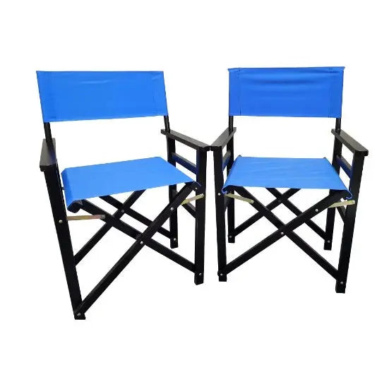 Kavon canvas folding chairs set with poplar wood frames, portable indoor-outdoor director style seating for gatherings
