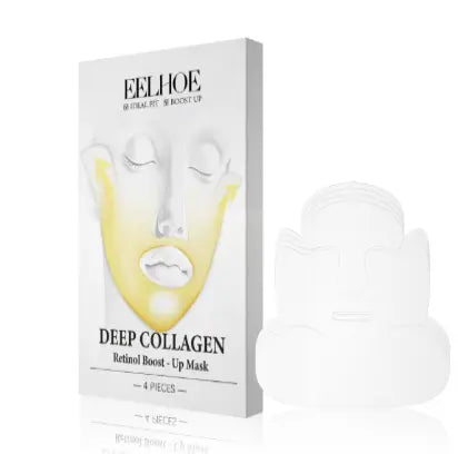 Kavon collagen lifting face mask for hydration and elasticity, showing a close-up of a woman wearing a hydrating skincare mask.