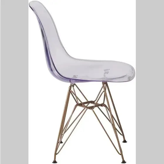 Pair of Kavon gold-based Eiffel transparent chairs with crystal finish and waterfall seats, showcasing elegant modern design.