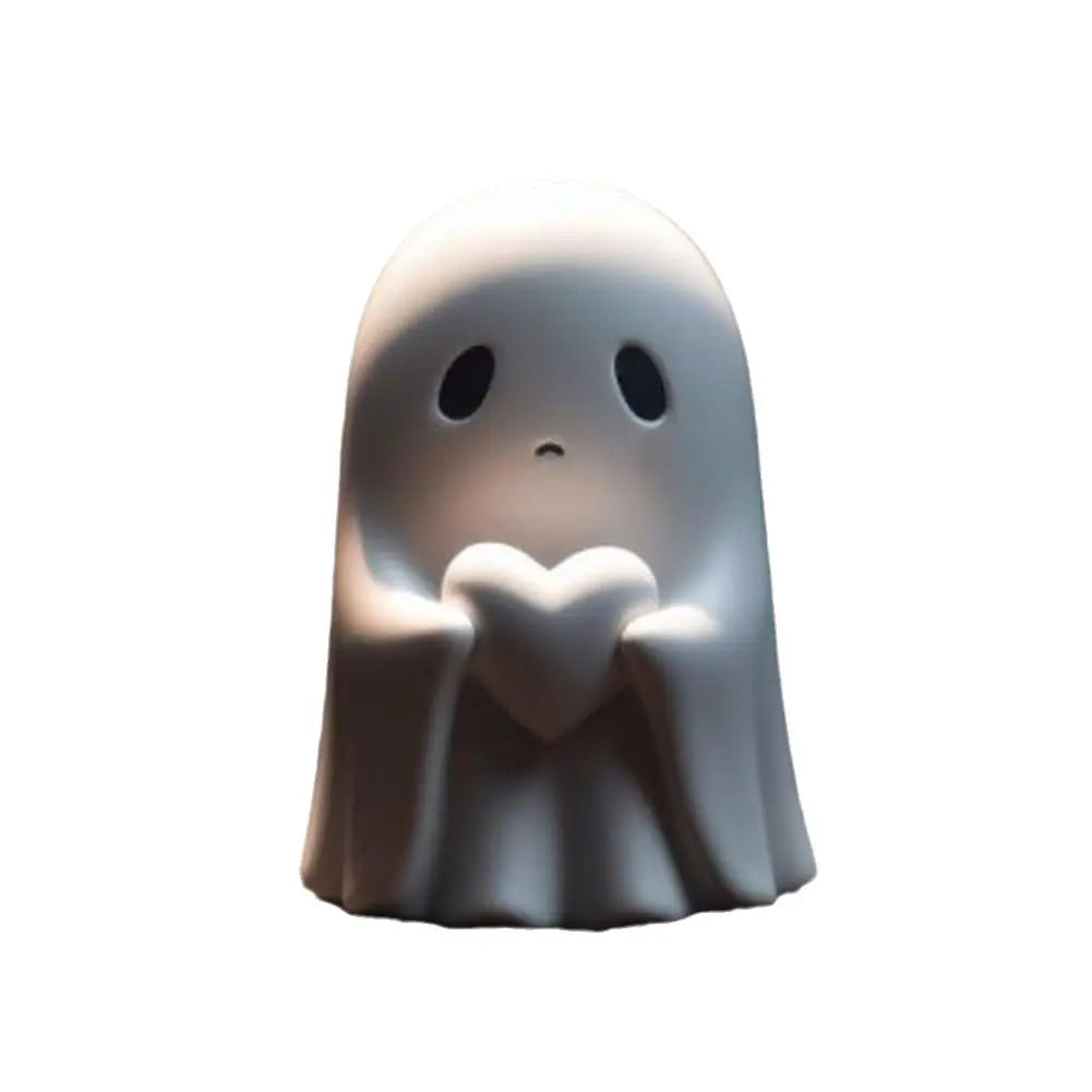 Kavon funny Halloween ghost ornament with a middle finger statue, spooky home decor for Halloween celebrations.