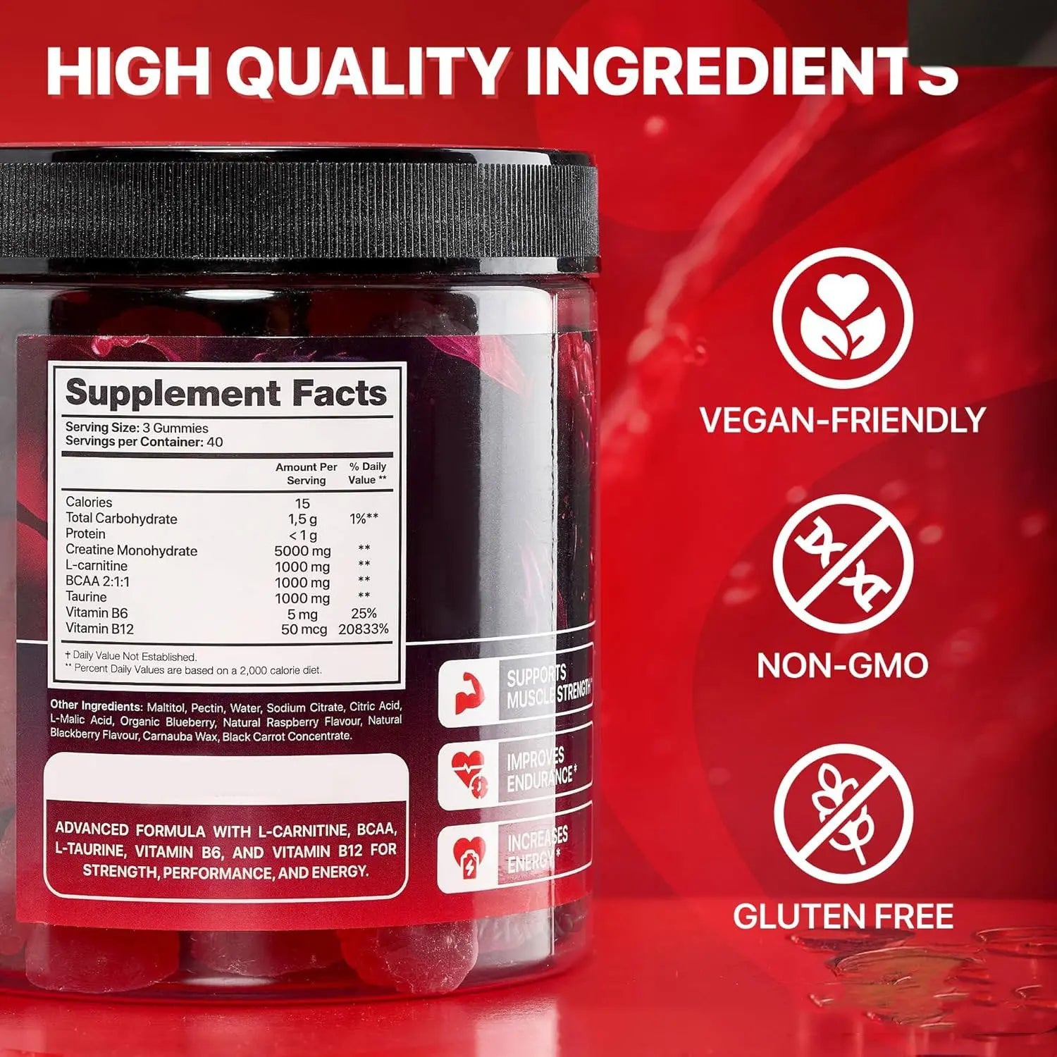 Kavon Muscle Boost Gummies for athletes and fitness fans, chewable pre and post-workout energy and recovery supplement.