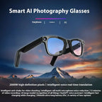 Kavon AI camera smart glasses with real-time translation, HD video recording, anti-shake feature, designed for travelers on the go.