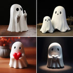 Kavon Funny Halloween ghost ornament with middle finger statue, spooky home decor for Halloween celebrations.