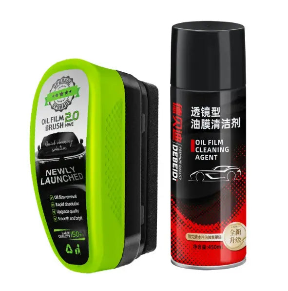 Kavon car glass oil film remover with hydrophobic windshield coating, 150ml bottle showing application on a clean windshield