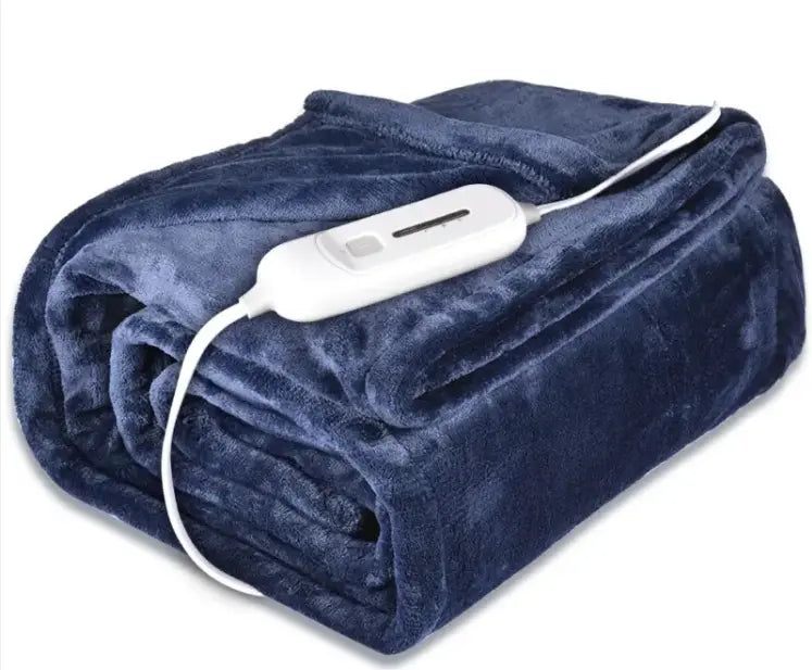 Kavon 50x60 inch electric heated blanket with adjustable temperature and 3 safety levels, shown folded with control unit visible.