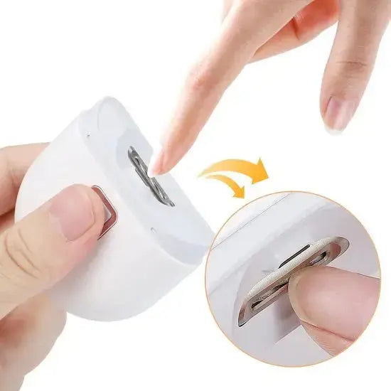 Kavon electric nail clipper with built-in light for at-home salon-quality nail buffing, cordless compact nail care tool