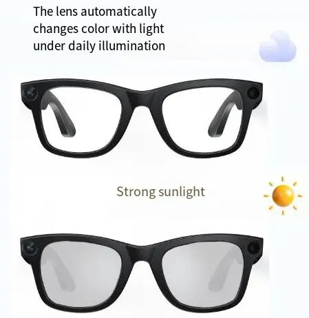Kavon AI camera smart glasses with real-time translation, HD video recording, anti-shake feature, ideal for travelers.