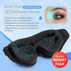 Kavon 3D memory foam sleep mask contoured for natural comfort, with soft fabric and ergonomic design for restful sleep.